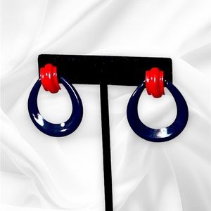 Vintage red and blue enamel earrings
